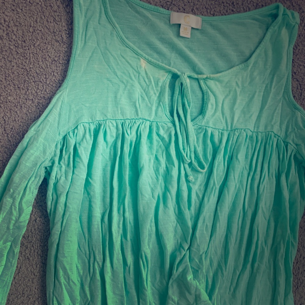 Blue cold shoulder long sleeve